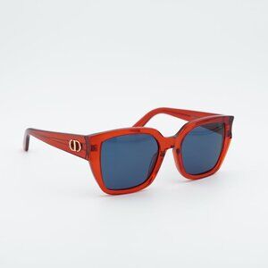 Dior DIORGLOW S1I 35B0 Sunglasses Red Square Frame, Blue Lenses